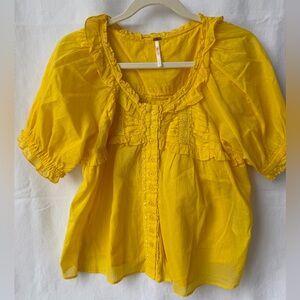 Free People Sweet Nothings Blouse in HoneyPie Yellow Size Small